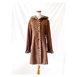 Jones New York women size S  brown faux suede faux fur fall winter hooded coat